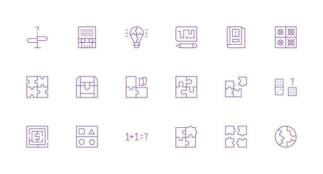 18 Minimal Line Designs for Puzzle Icons Clean Icon Set Icon Pack for UI Projects vector