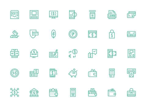 Regular Clean Line Icons from Banking Set with 35 Vectors UI Icon Set