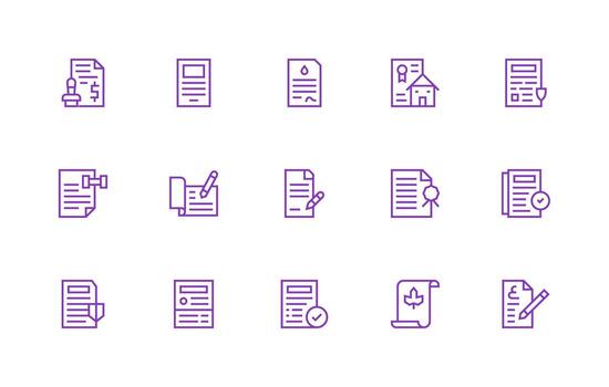 15 Regular Line Vectors for Legal Document Theme Balanced Icon Set for Functional Design