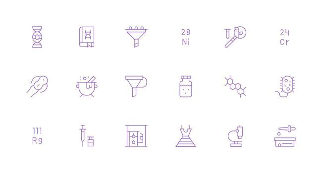 18 Icons for Laboratory in Minimal Line Format Full Icon Library for UI Designers vector