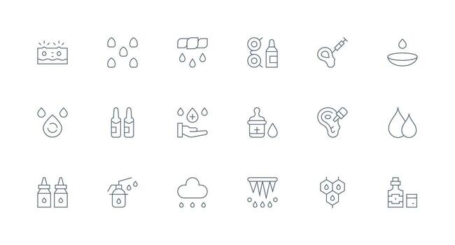 18 Minimal Line Vectors for Drops Theme Sharp Icons for Presentations