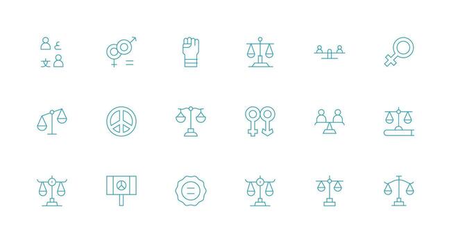 Minimal Line Icons from Equality Set with 18 Vectors All Device Compatible Icon Set