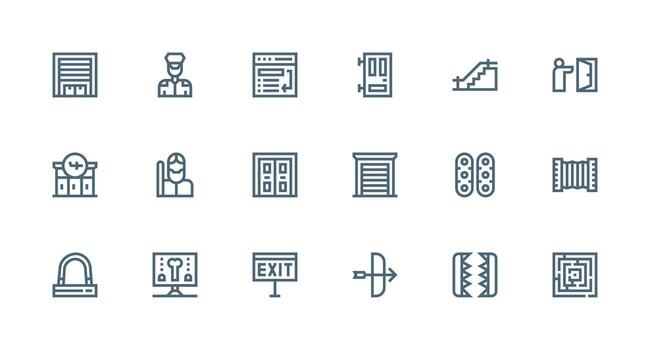 salida icono colección con 18 fuerte carrera línea diseños tablero icono serie vector