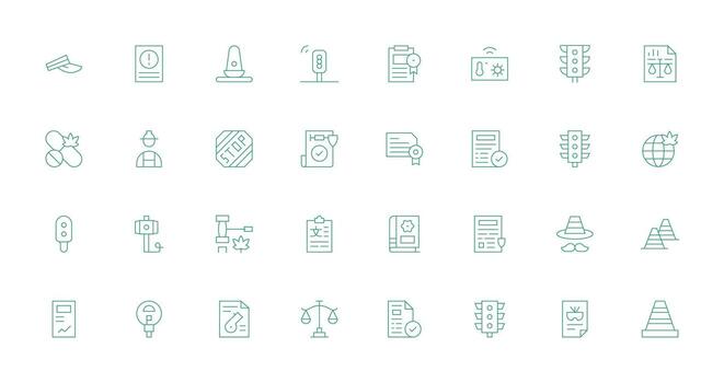 regulación icono conjunto con 32 Delgado línea gráficos limpiar icono conjunto icono paquete para ui proyectos vector