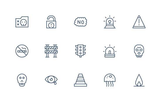Regular Line Style Caution Icons with 15 Vectors Scalable Icons for All Themes