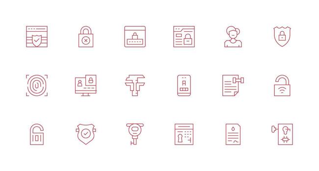 autenticación conjunto con 18 mínimo línea íconos pulcramente diseñado íconos para web plataformas vector