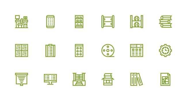 Organized Visual Pack containing 18 Strong Stroke Line Icons Clean Icon Set Icon Pack for UI Projects vector