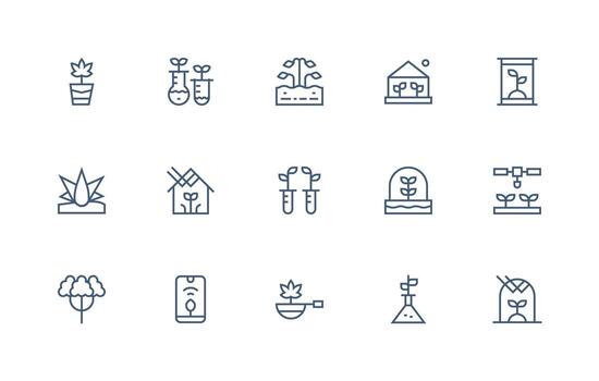 regular línea estilo hidroponia íconos con 15 vectores alta resolución íconos para ninguna plataforma