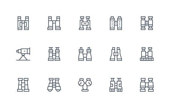15 Icons for Spotting Scope in Regular Line Format Web Icon Collection vector