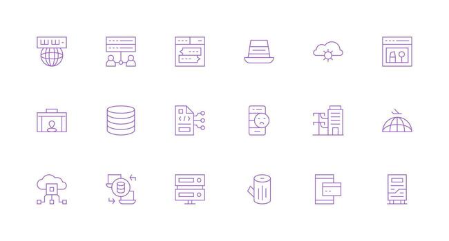 mínimo línea estilo servidor íconos con 18 vectores icono conjunto para aplicaciones