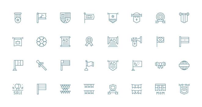 Thin Line Style Banner Icons with 32 Vectors Web and App Icon Pack Collection