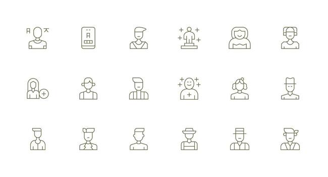 18 Minimal Line Style Icons from Signup Collection Full Icon Library for UI Designers vector