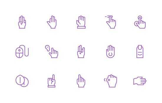 15 Click Icons in Regular Line Aesthetic Web and App Icon Pack Collection vector