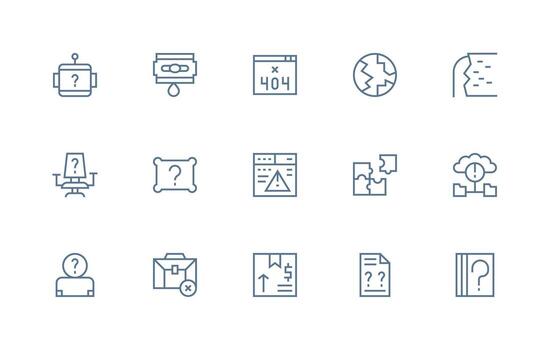 Missing Icon Set with 15 Regular Line Graphics Standard Icon Pack vector