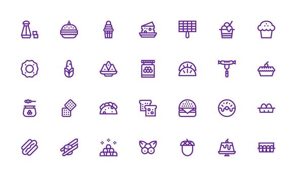 28 Icons for Food Icon in Bold Line Format Icon Set for Web vector