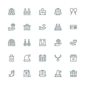 25 íconos para presente en medio carrera contorno formato icono conjunto para web vector