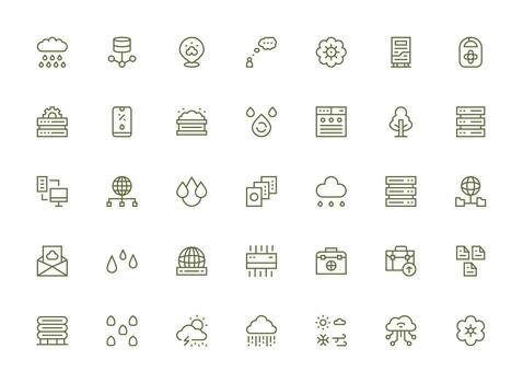 35 íconos para nube en regular limpiar línea formato lleno icono biblioteca para ui diseñadores vector