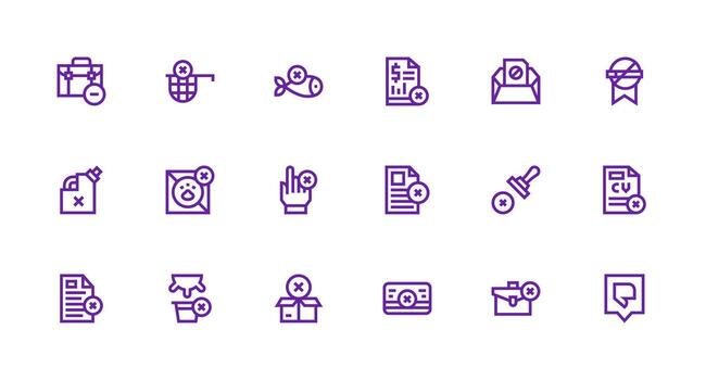 Not Accepted Icon Set with 18 Strong Stroke Line Graphics Clean Icon Set Icon Pack for UI Projects vector