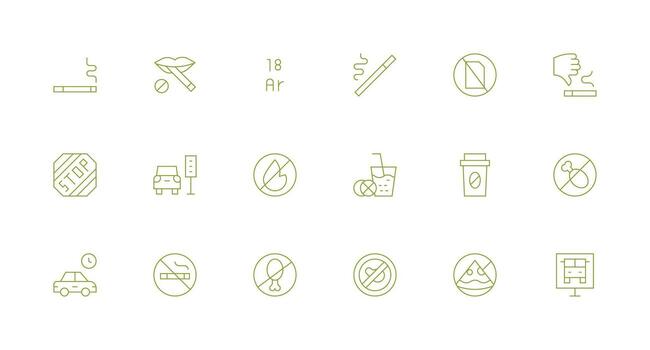 Minimal Line Style Restriction Icons with 18 Vectors UI and UX Focused Icon Collection