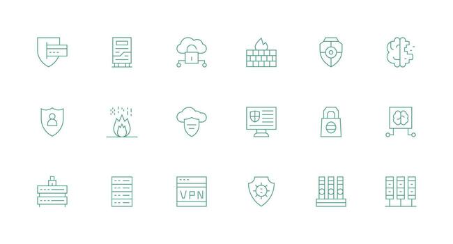 Cybersecurity featuring 18 Icons in Minimal Line Design Flexible Icon System for Web Interfaces vector
