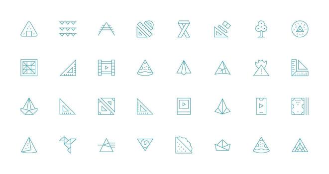 32 Icons for Triangle in Thin Line Format Flat Icon Set vector
