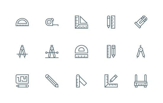 15 Drafting Icons in Regular Line Aesthetic UI and UX Focused Icon Collection vector