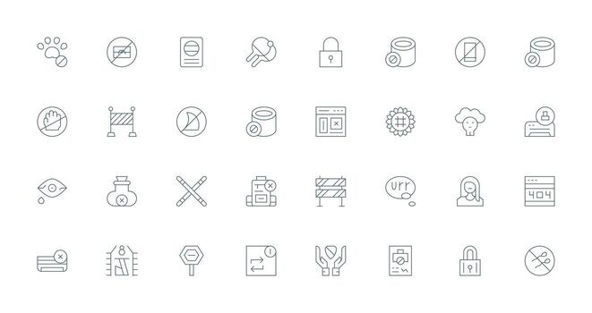 Access Denied Set with 32 Thin Line Icons Icon Collection Set vector