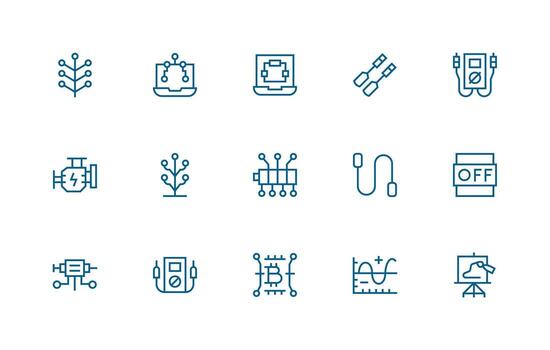 circuito visual paquete conteniendo 15 regular línea íconos claro y conciso icono conjunto colección vector