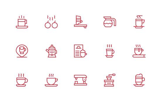 Espresso Set with 15 Regular Line Icons Interface Icons for Daily Use vector