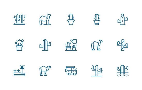 15 Regular Line Icons for Desert Graphics Core Icon Collection for Daily Tasks vector