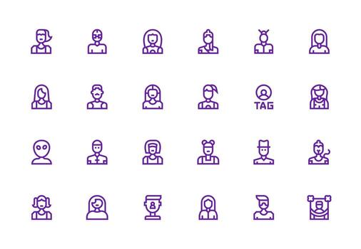 Thick Line Line Style User Icon Icons with 24 Vectors Minimal Icon Set for Interface Projects