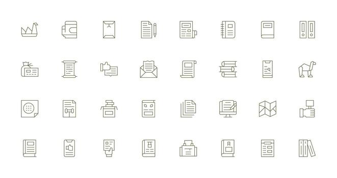 32 Icons for Paper in Thin Line Format Responsive Icon Set for Flexible Layouts vector