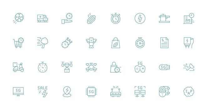 Fast featuring 32 Icons in Thin Line Design Layout Icon Collection vector