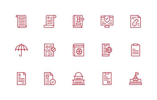 política icono conjunto con 15 regular línea gráficos mínimo icono conjunto para interfaz proyectos vector