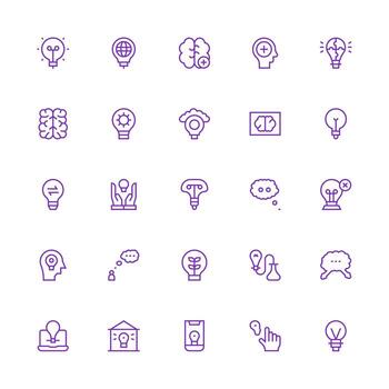 Idea Visual Pack containing 25 Medium Stroke Outline Icons Sharp Icons for Presentations vector