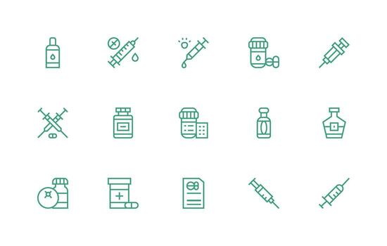 Regular Line Icons from Drug Set with 15 Vectors Web and App Icon Pack Collection