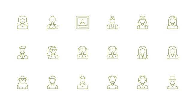 18 Avatar Icons in Minimal Line Aesthetic Neatly Designed Icons for Web Platforms vector