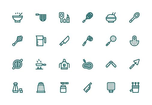 24 Thick Line Line Style Icons from Utensil Collection Scalable Icons for Cross-Platform Interfaces vector