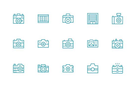 15 Regular Line Style Icons from Shutter Collection Optimized Icon Pack for Digital Products vector