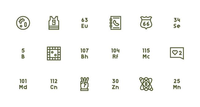 número diseño íconos presentando 18 en fuerte carrera línea estilo rápido acceso íconos para ui desarrollo vector