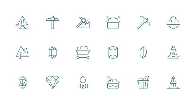 18 mínimo línea vectores para mineral tema esencial íconos para rápido ui edificio