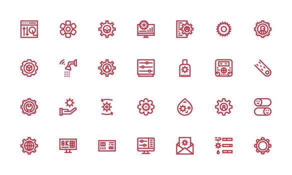 ajustes presentando 28 íconos en negrita línea diseño interfaz icono colección para diario proyectos vector