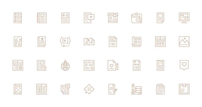 32 Thin Line Vectors for Content Theme Fully Editable Icon Set for Web