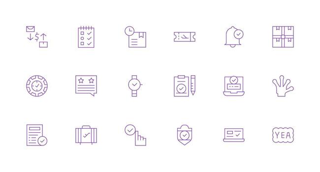 18 Minimal Line Style Icons from Confirmation Collection Interface Icon Collection for Daily Projects vector
