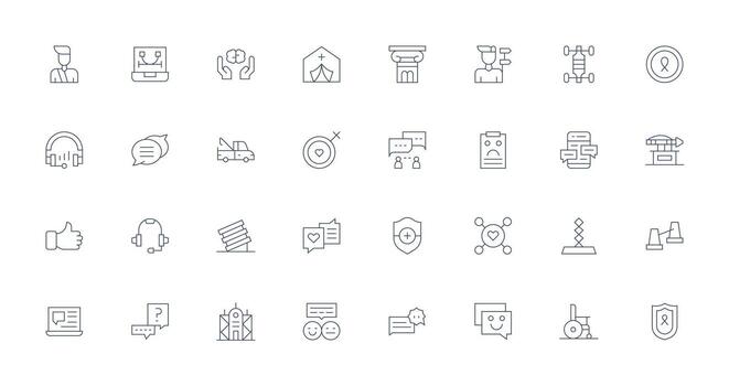 apoyo visual paquete conteniendo 32 Delgado línea íconos icono conjunto vector
