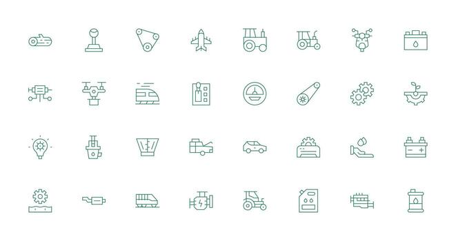 32 Thin Line Icons for Engine Graphics Simple Icons for Interface and Wireframes vector
