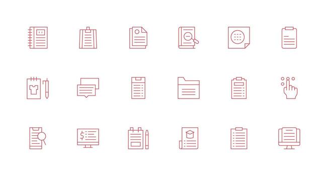Minimal Line Icons from List Set with 18 Vectors Light Icon Series