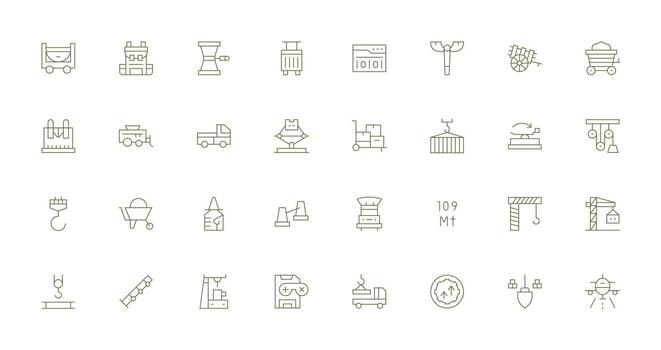 32 Thin Line Icons for Load Graphics Icon Set vector