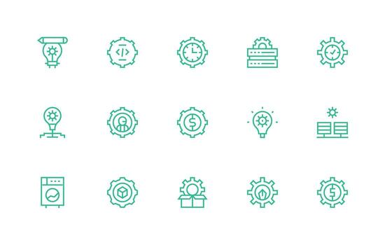 mejoramiento icono conjunto con 15 regular línea gráficos básico icono serie vector