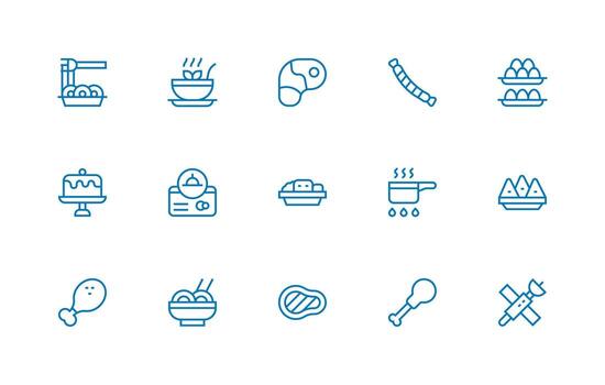 plato diseño íconos presentando 15 en regular línea estilo web y aplicación icono paquete colección vector